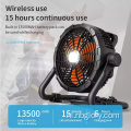 Zonne-energie Outdoor 12V DC Portable Twee-in-One Lighting Industrial Fan Lamp LED Mobiele oplaad onderhoudswerkventilator